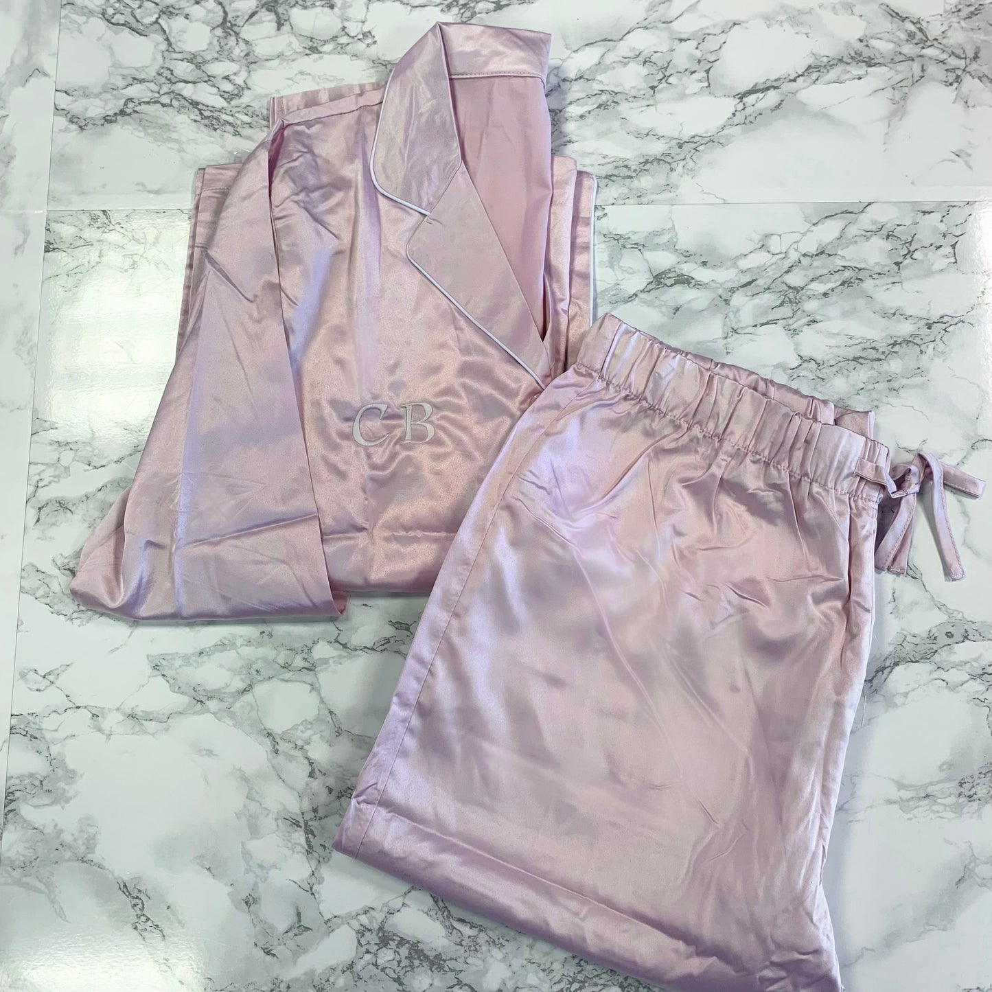 Personalised satin long pjs