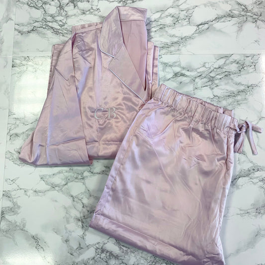Personalised satin long pjs