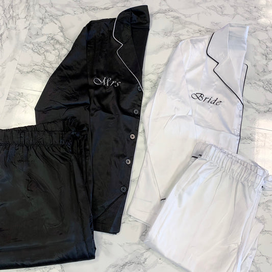 Personalised satin long pjs
