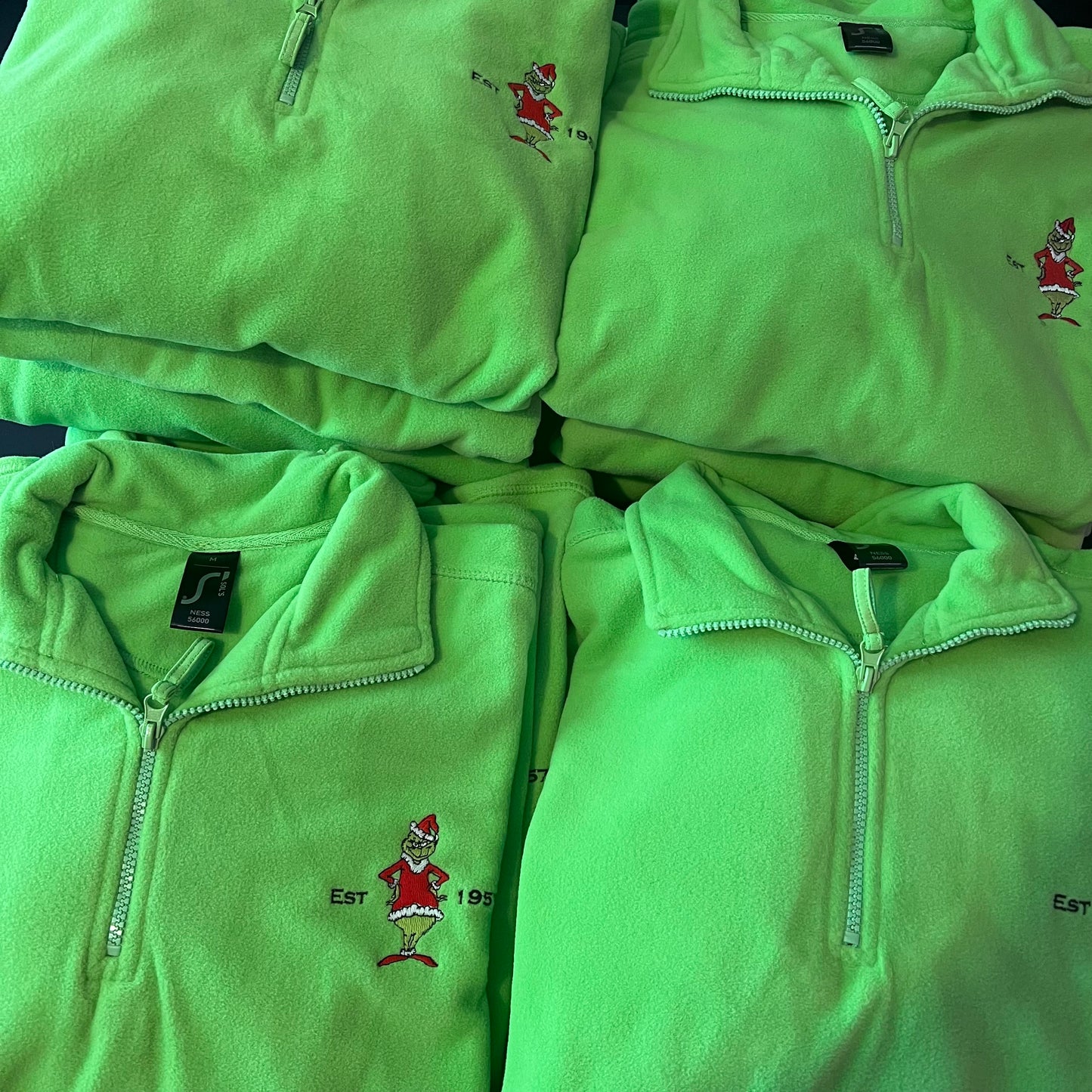 Grinch zip neck fleece